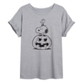 thumbnail image 1 of Peanuts - Jack-O-Lantern Snoopy and Woodstock - Juniors Oversized Graphic T-Shirt, 1 of 5
