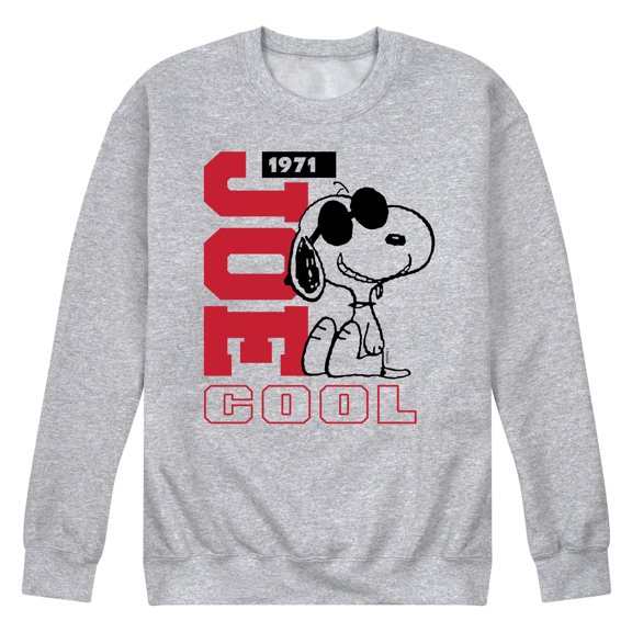 Peanuts - Joe Cool Collegiate Red And Black - Men's Crew Neck Fleece Pullover