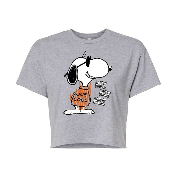 Peanuts - Joe Cool Hee Hee Hee - Juniors Cropped Cotton Blend T-Shirt