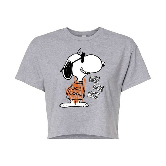 Peanuts - Joe Cool Hee Hee Hee - Juniors Cropped Cotton Blend T-Shirt