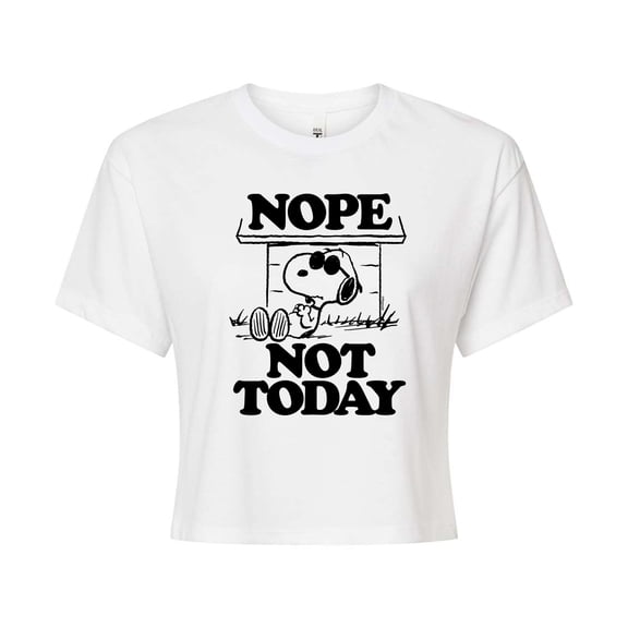 Peanuts - Joe Cool Nope Not Today - Juniors Cropped Cotton Blend T-Shirt