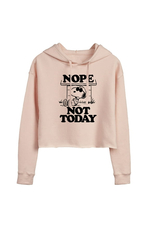 - Joe Cool Nope Not Today - Juniors Cropped Pullover Hoodie