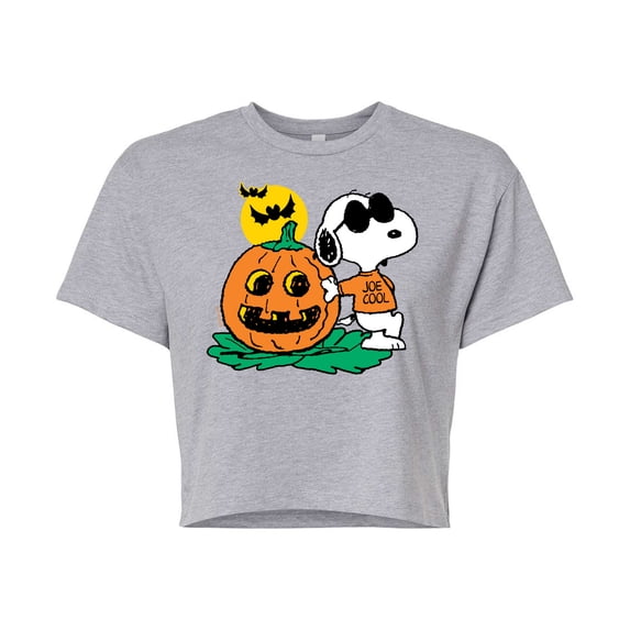 Peanuts - Joe Cool Pumpkin Cropped Graphic T-Shirt