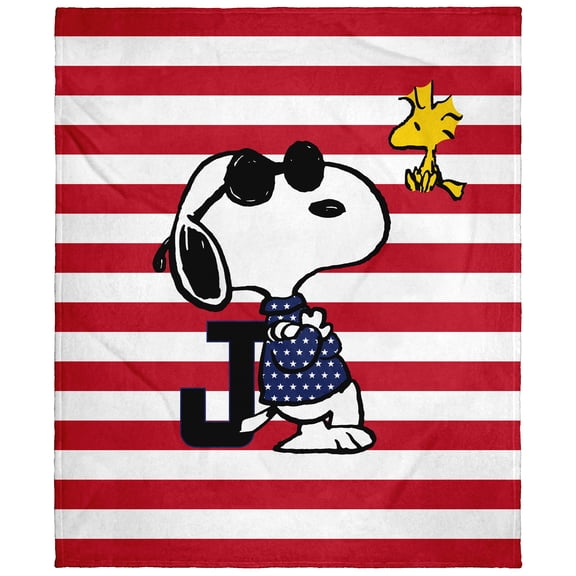 Peanuts Joe Cool Snoopy Woodstock Flag Plush Fleece Throw Blanket Wall Scroll