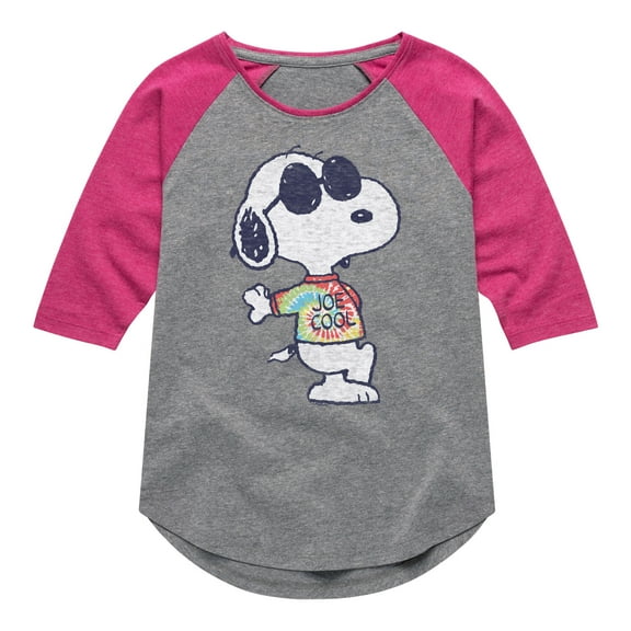 Peanuts - Joe Cool' Tie Dye - Toddler & Youth Girls Raglan Graphic T-Shirt