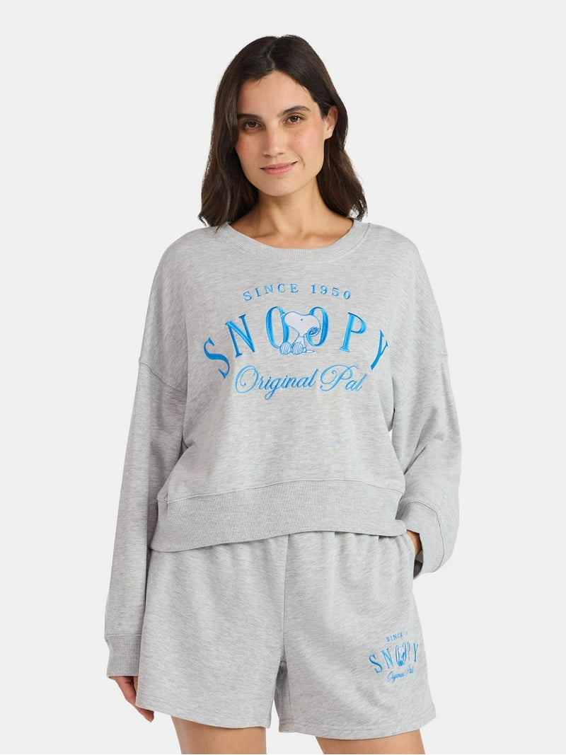 Snoopy Women's Original Pal Cropped Graphic Sweatshirt, Sizes XXS