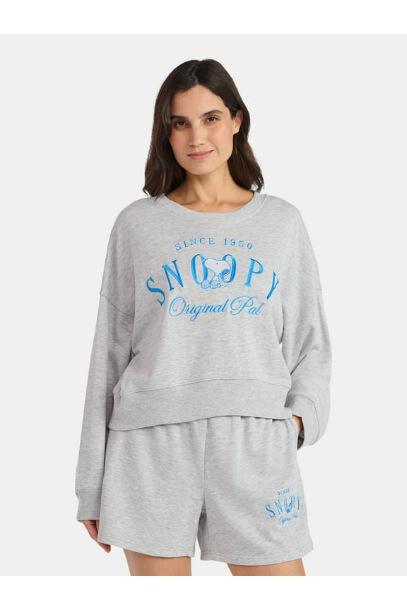 Snoopy Women’s Original Pal Cropped Graphic Sweatshirt, Sizes XXS-XXL