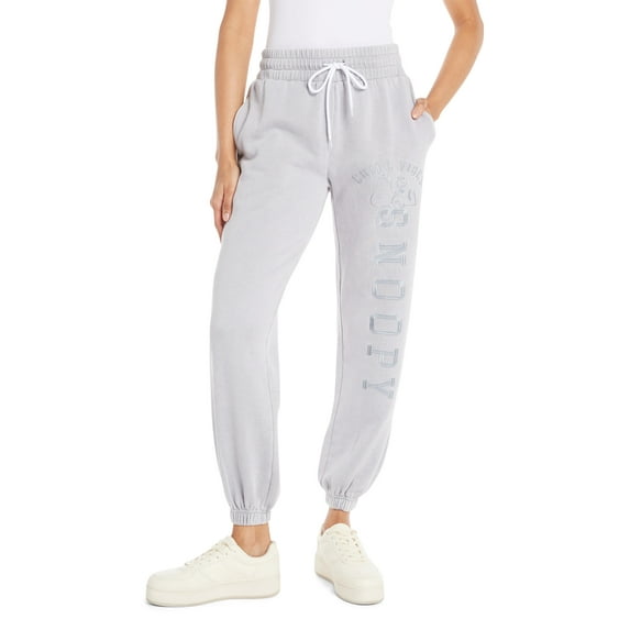 Peanuts Juniors Snoopy Embroidered Graphic Jogger Pants, Sizes XS-XXXL