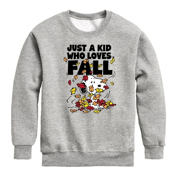 Peanuts - Just A Kid Loves Fall - Toddler And Youth Crewneck Fleece Sweatshirt