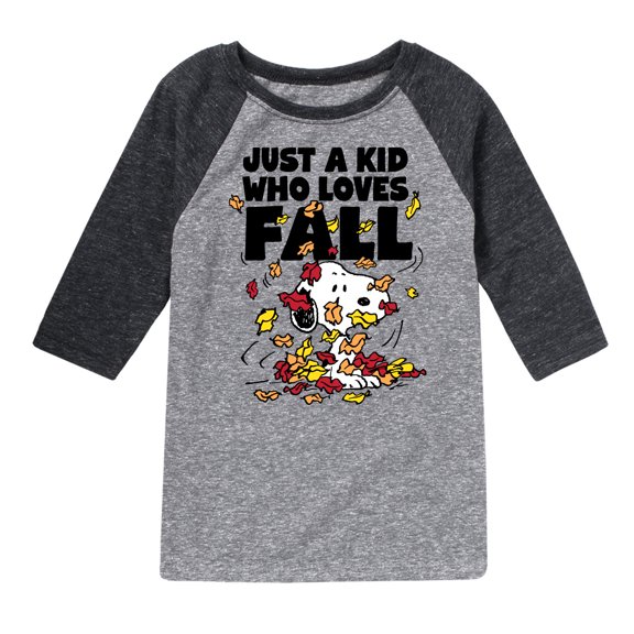 Peanuts - Just A Kid Who Loves Fall - Toddler And Youth Raglan Graphic T-Shirt
