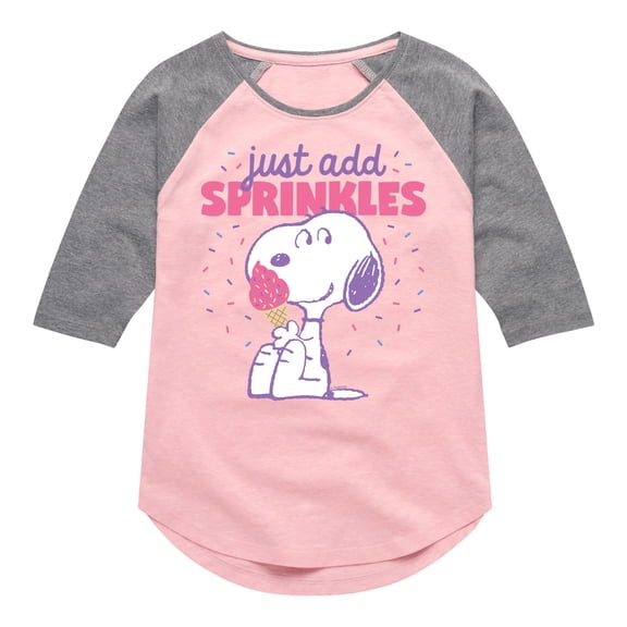 Peanuts - Just Add Sprinkles - Youth Girls Raglan Tee