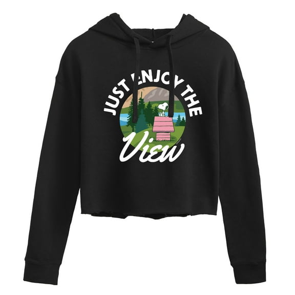 Peanuts - Just Enjoy The View - Juniors Cropped Pullover Hoodie