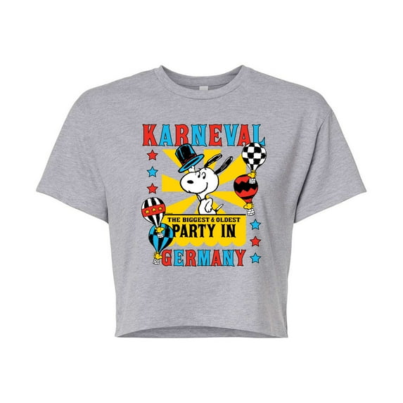 Peanuts - Karneval Biggest Oldest Party Germany - Juniors Cropped Cotton Blend T-Shirt