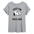 thumbnail image 1 of Peanuts - Keep On Smiling - Juniors Ideal Flowy Muscle T-Shirt, 1 of 6