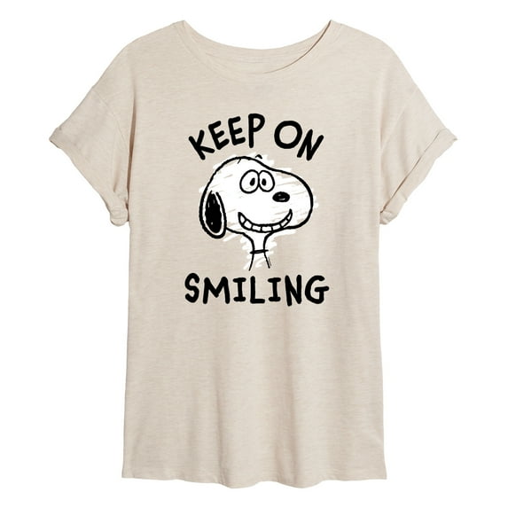 Peanuts - Keep On Smiling - Juniors Ideal Flowy Muscle T-Shirt