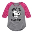 thumbnail image 1 of Peanuts - Keep On Smiling - Toddler & Youth Girls Raglan Graphic T-Shirt, 1 of 6