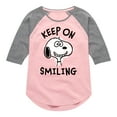 thumbnail image 1 of Peanuts - Keep On Smiling - Toddler & Youth Girls Raglan Graphic T-Shirt, 1 of 6