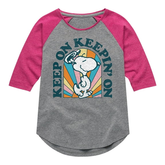 Peanuts - Keep On - Toddler And Youth Girls Raglan Graphic T-Shirt
