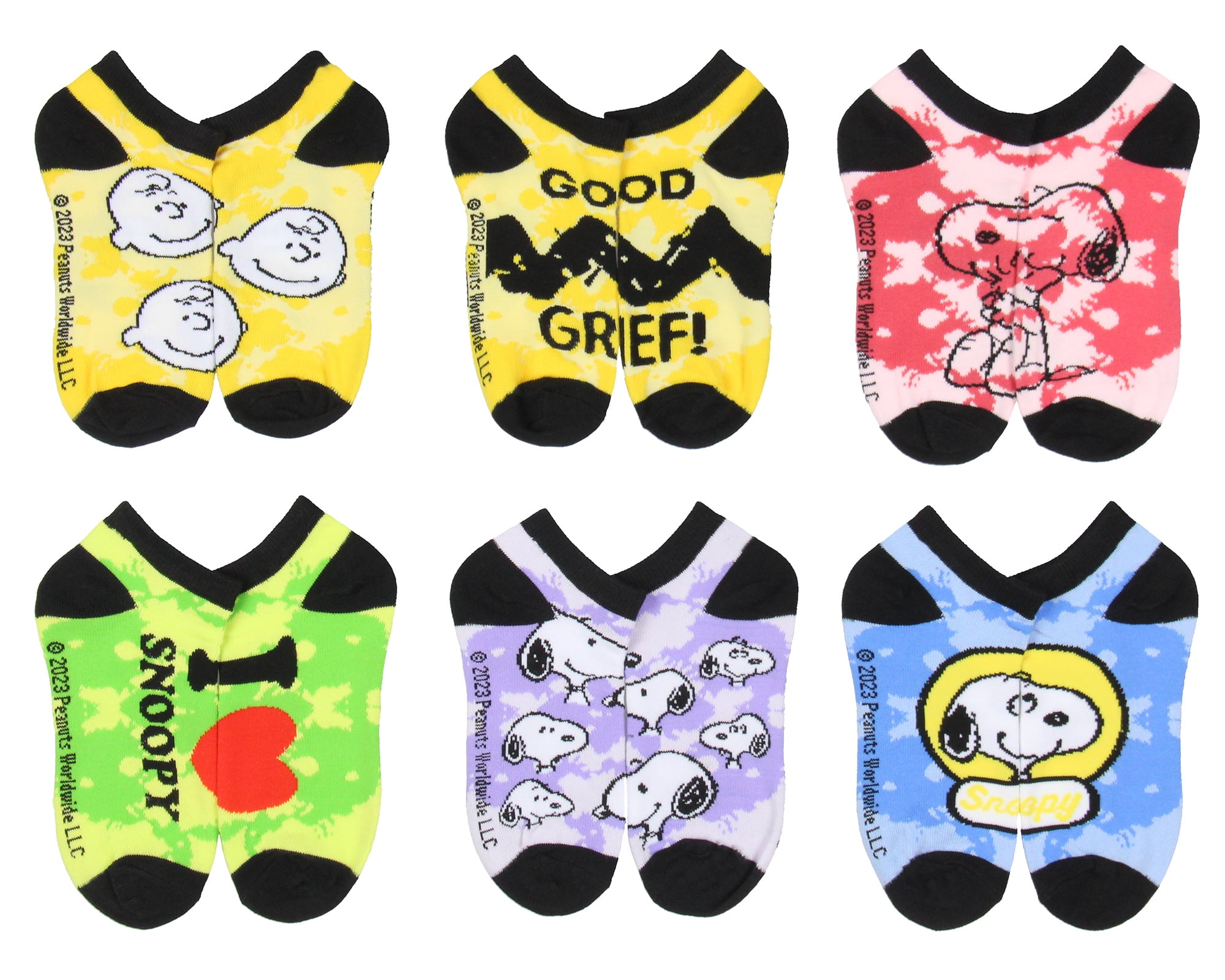 Peanuts Kids Charlie Brown Snoopy & Woodstock Socks 6 Pack - Walmart.com