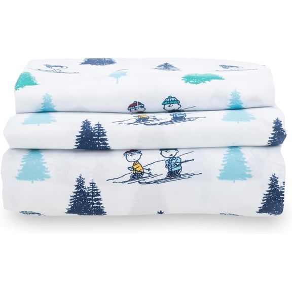 Peanuts® Kids Sheet Set, Full Size - 4 Pieces, Peanuts® Mini Snoopy Spring Floral Happy Dance Soft Grey, Cute Character Snoopy Printed Soft Microfiber Bed Sheets