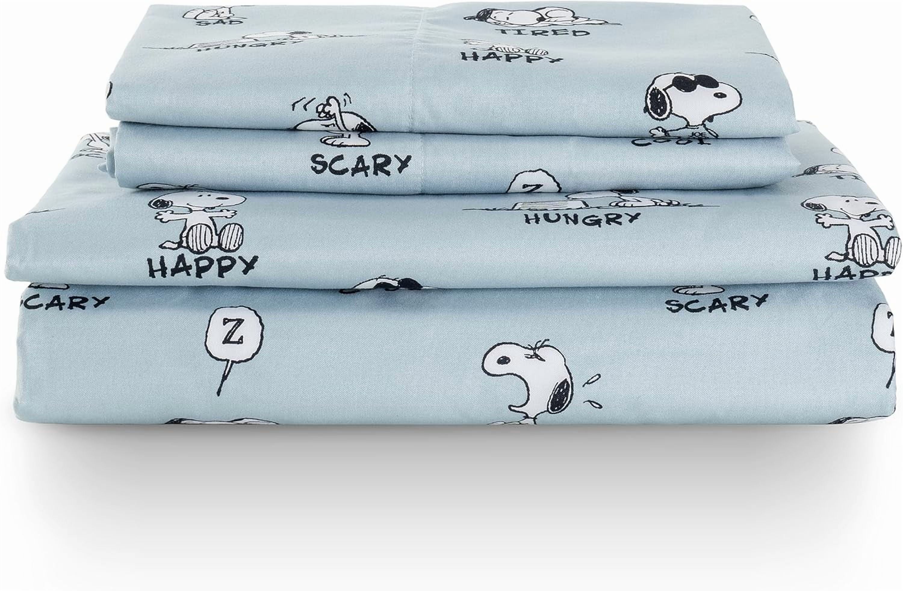 Peanuts Kids Sheet Set, Full Size - 4 Pieces, Peanuts Snoopy Different ...