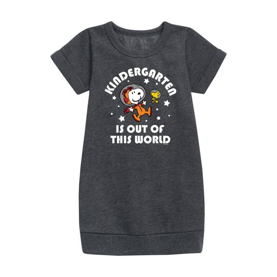 Peanuts - Kindergarten Is Out Of This World - Back to School - Toddler and Youth Girls Fleece Dress