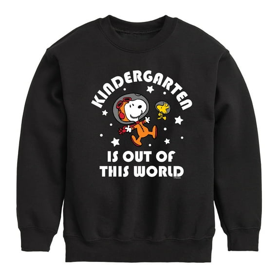 Peanuts - Kindergarten Is Out Of This World - Toddler And Youth Crewneck Fleece Sweatshirt