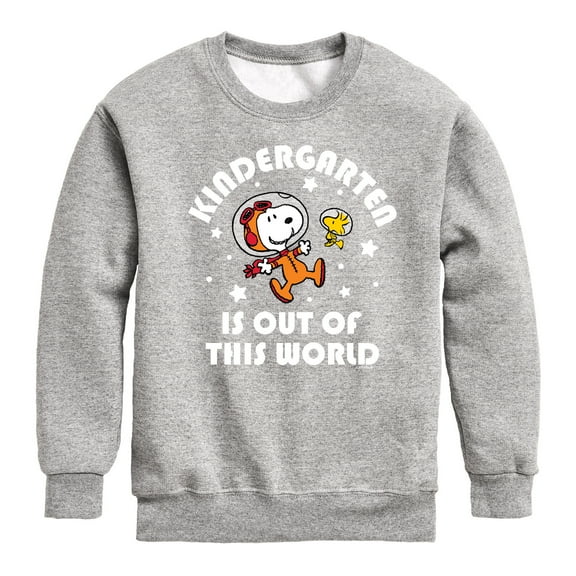 Peanuts - Kindergarten Is Out Of This World - Toddler And Youth Crewneck Fleece Sweatshirt