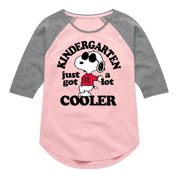 Peanuts - Kindergarten Just Got Cooler - Toddler And Youth Girls Raglan Graphic T-Shirt