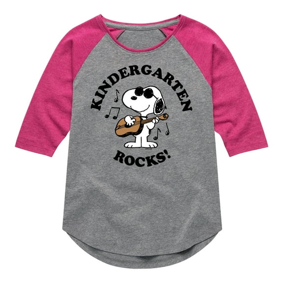 Peanuts - Kindergarten Rocks - Toddler And Youth Girls Raglan Graphic T-Shirt