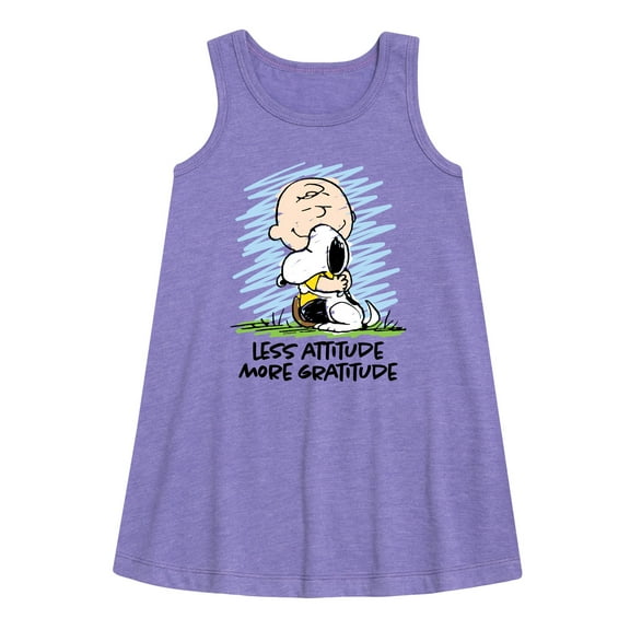 Peanuts - Less Atitude More Gratitude - Toddler & Youth Girls A-line Dress
