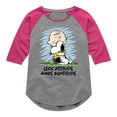 thumbnail image 1 of Peanuts - Less Atitude More Gratitude - Toddler & Youth Girls Raglan Graphic T-Shirt, 1 of 6