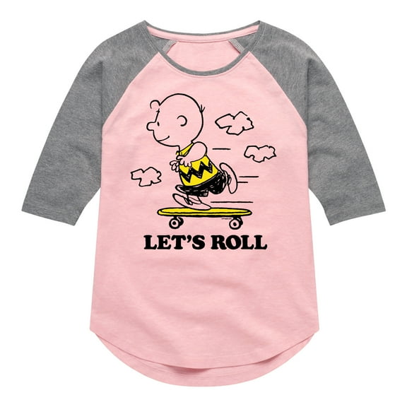 Peanuts - Let's Roll - Toddler And Youth Girls Raglan Graphic T-Shirt