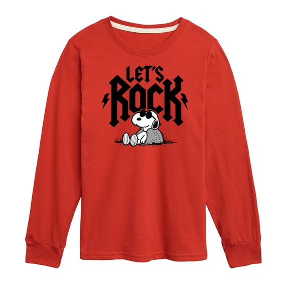 Peanuts - Lets Rock - Toddler And Youth Long Sleeve Graphic T-Shirt