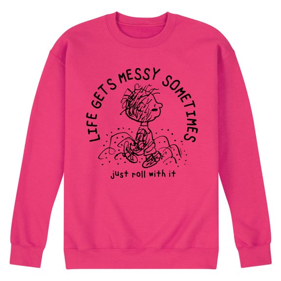 Peanuts - Life Gets Messy Pig Pen - Men's Crew Neck Fleece Pullover