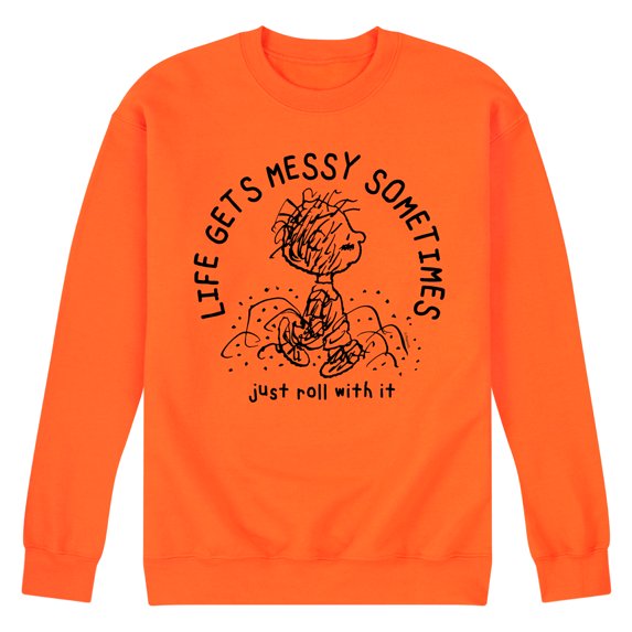 Peanuts - Life Gets Messy Pig Pen - Men's Crew Neck Fleece Pullover