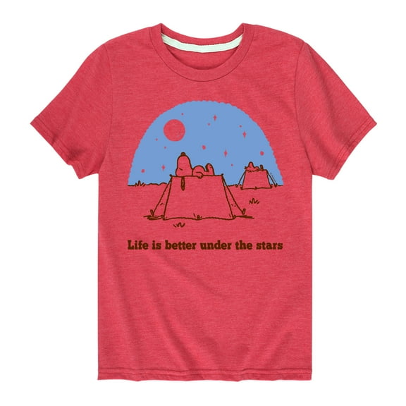 Peanuts - Life Is Better Under The Stars - Toddler And Youth Short Sleeve Graphic T-Shirt