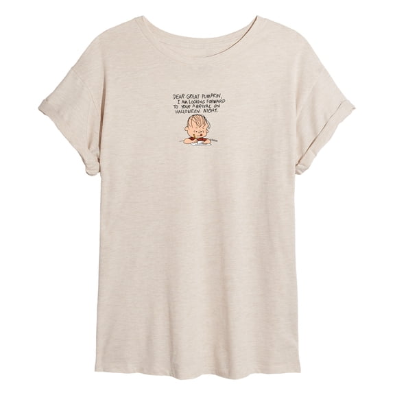 Peanuts - Linus Great Pumpkin Letter - Juniors Oversized Graphic T-Shirt