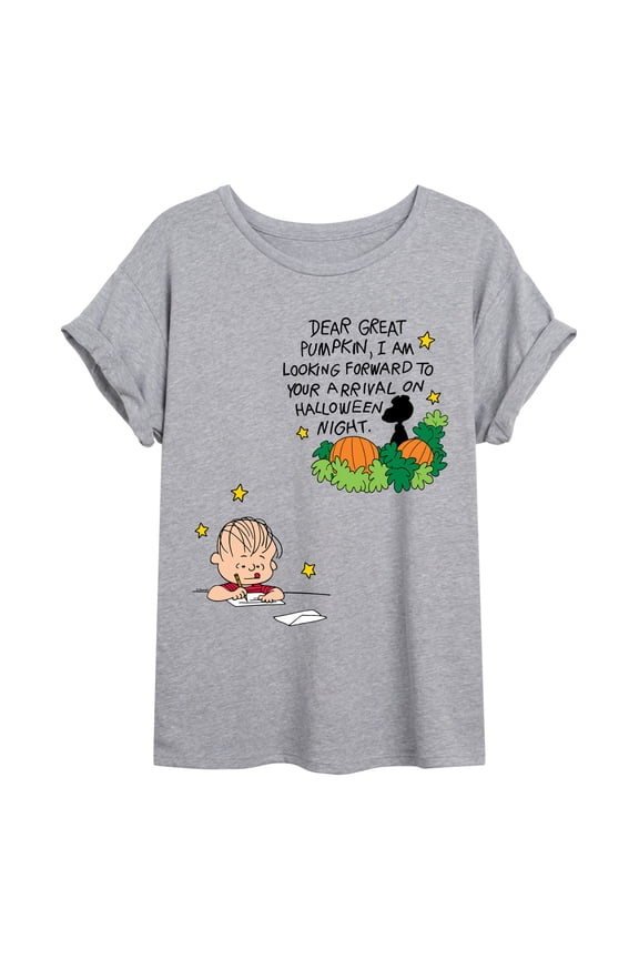- Linus Great Pumpkin - Juniors Oversized Graphic T-Shirt