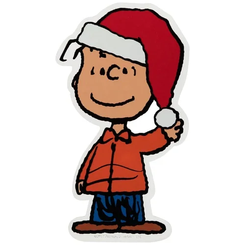 Peanuts Linus In Santa Hat Christmas Window Cling Decoration New