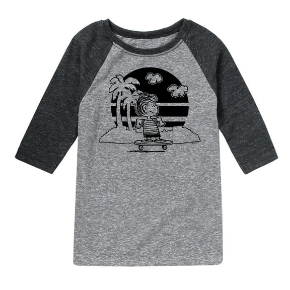 Peanuts - Linus Skateboarding - Toddler And Youth Raglan Graphic T-Shirt