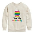 thumbnail image 1 of Peanuts - Live Life Colorfully - Toddler & Youth Crewneck Fleece Sweatshirt, 1 of 6