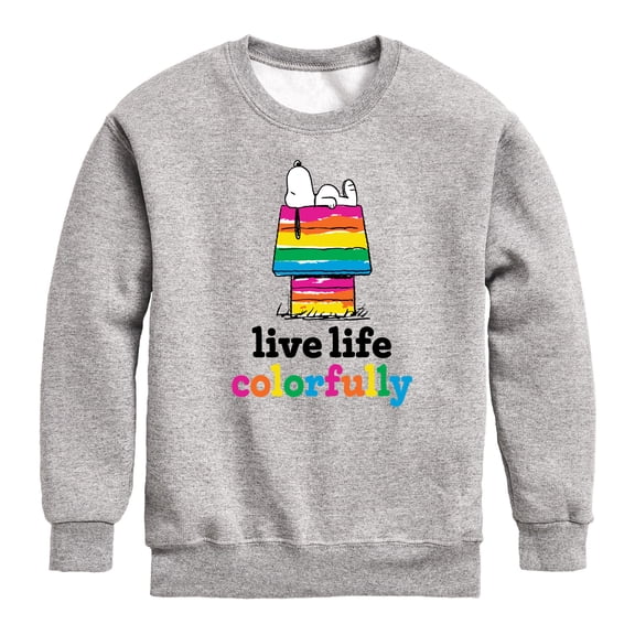Peanuts - Live Life Colorfully - Toddler & Youth Crewneck Fleece Sweatshirt
