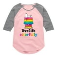 thumbnail image 1 of Peanuts - Live Life Colorfully - Toddler & Youth Girls Raglan Graphic T-Shirt, 1 of 5