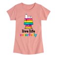 thumbnail image 1 of Peanuts - Live Life Colorfully - Toddler & Youth Girls Short Sleeve Graphic T-Shirt, 1 of 6
