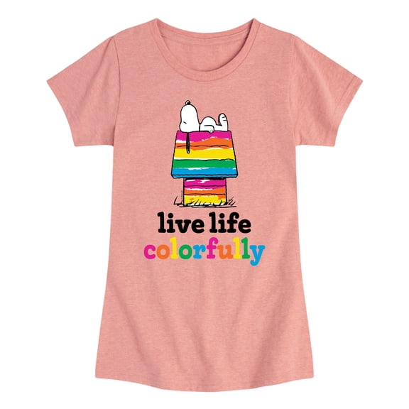 Peanuts - Live Life Colorfully - Toddler & Youth Girls Short Sleeve Graphic T-Shirt