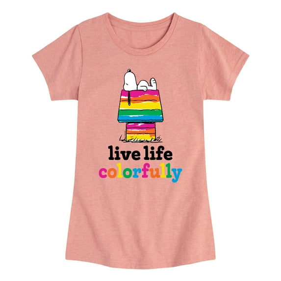 Peanuts - Live Life Colorfully - Toddler & Youth Girls Short Sleeve Graphic T-Shirt