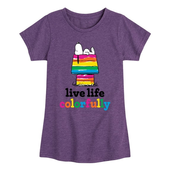 Peanuts - Live Life Colorfully - Toddler & Youth Girls Short Sleeve Graphic T-Shirt