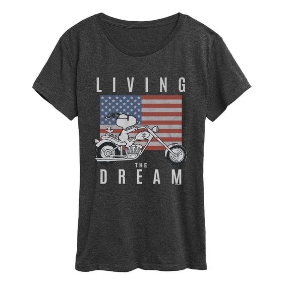 Peanuts - Living the Dream Snoopy - Women's Short Sleeve Graphic T-Shirt
