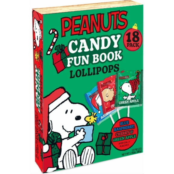 Peanuts Lollipop Fun Book, Fat & Gluten Free, Assorted Flavored Lollipops, 90g, 18 Count